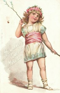 1880s-90s Young Girl in White Dress Dr. Humphrey's Special Manual Trade Card