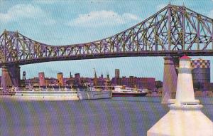 Canada Jacques Cartier Bridge With Canadian Pacific Empress Of Scotland Montreal