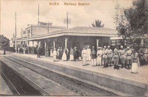 Suez Egypt Railway Station Vintage Postcard AA46234