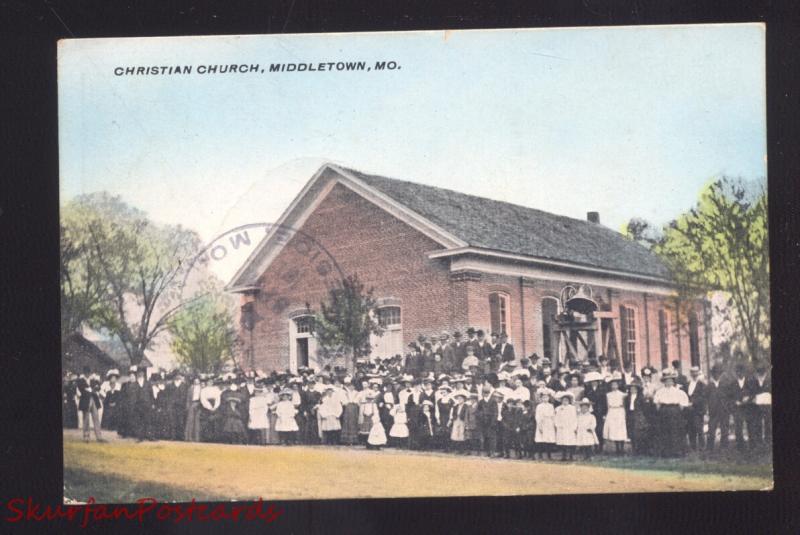 MIDDLETOWN MISSOURI CHRISTIAN CHURCH BUILDING ANTIQUE VINTAGE POSTCARD MO.