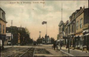 Everett MA Square & Broadway c1910 Postcard #2