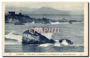 Old Postcard Biarritz View to the Rocher de la Vierge and the Spanish Riviera