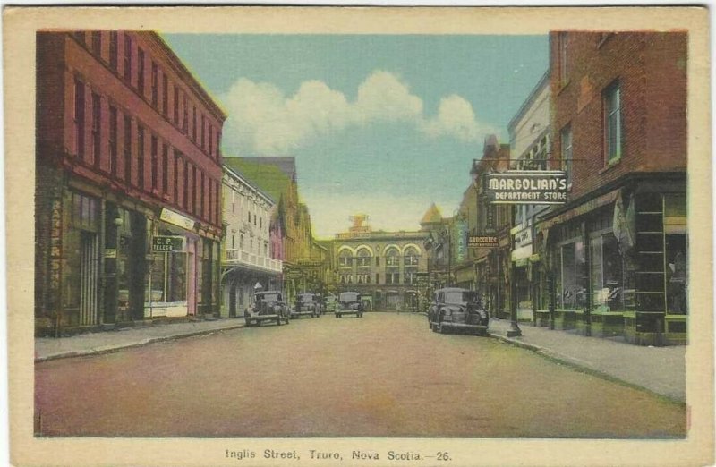 VTG postcard, Inglis Street, Truro, Nova Scotia, Linen