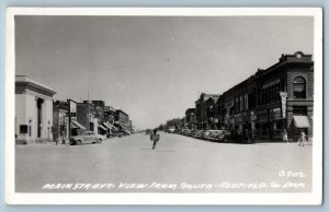 South Redfield SD Postcard RPPC Photo Main Street View Bowling Hardware Stores