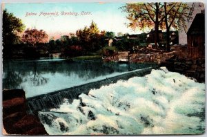 1909 Below Paper Mill Danbury Connecticut CT Dam Waterways Posted Postcard