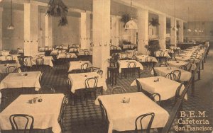 B.E.M. Cafeteria, San Francisco, California, Restaurant, Early Postcard, Unused
