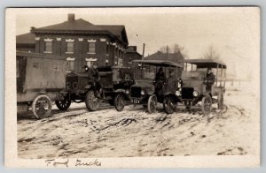 RPPC US Military Drivers Ford Trucks Postcard B24