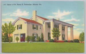 Linen~Home of Dr Harry E Talmadge Athens Georgia~Vintage Postcard