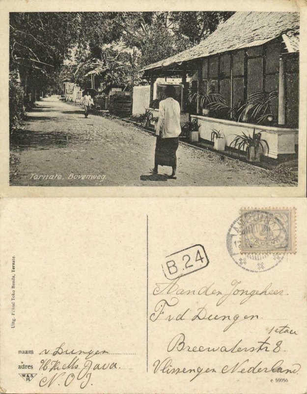 indonesia, MOLUCCAS MALUKU TERNATE, Bovenweg Street Scene (1926) Postcard