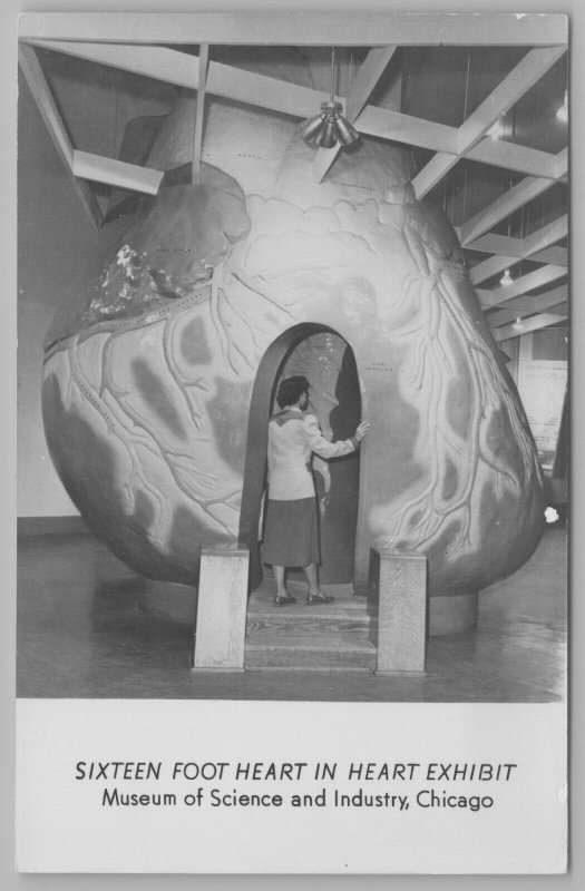 Chicago~Walk Through Exaggerated Giant Plaster Heart~Demolished 2009~RPPC 1940s