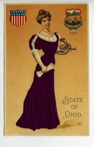 Silk Embossed Langsdorf State Girl Ohio Postcard