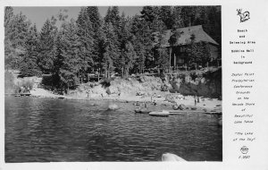 RPPC Beach Dobbins Hall LAKE TAHOE Zephyr Point Nevada Frashers Photo Vintage