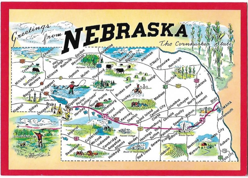 Nebraska Map Card The Cornhusker State 4 by 6 Size
