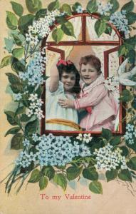 To my Valentine Vintage postcards two kids in love 01.67