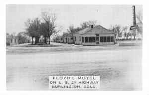 Burlington Colorado Floyds Motel Street View Vintage Postcard K70745