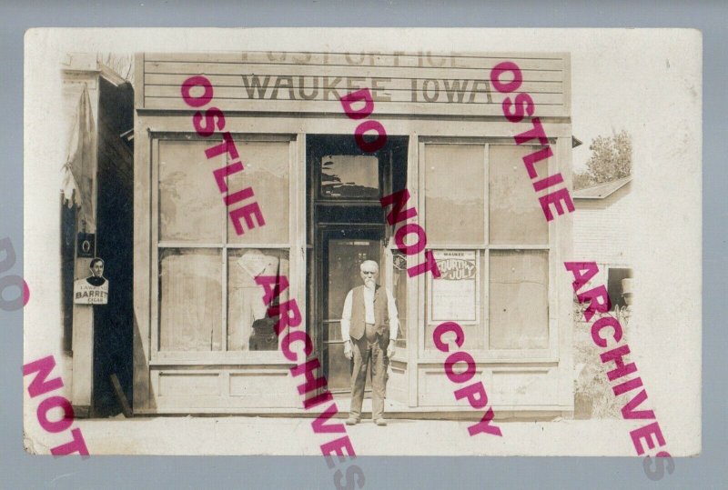 Waukee IOWA RPPC c1910 POST OFFICE Main Street GENERAL STORE? nr Des Moines