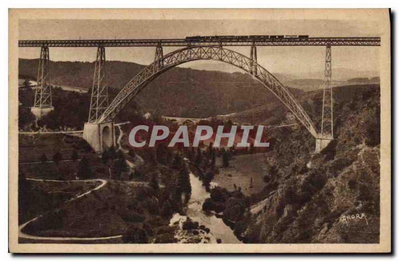 Postcard Old Cantal Garabit Viaduct and Valley of Truyere