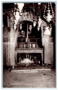 c1920's Grotto Of The Nativity Interior Bethlehem Israel RPPC Photo Postcard