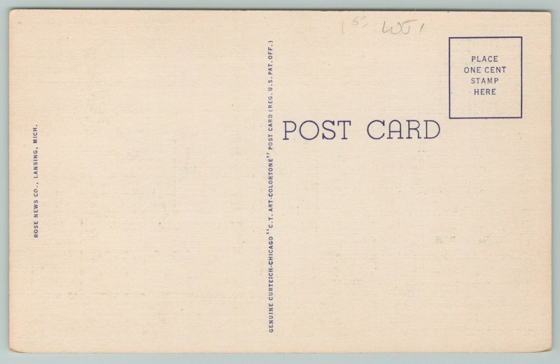 Lansing Michigan~US Post Office Side View~Vintage Postcard