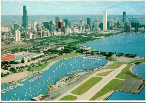 Illinois Chicago Aerial View Overlooking Meig's Field From Above Lake Mi...