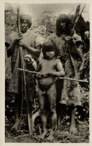 ecuador, Napo-Park, Indians with Bows and Arrows, Parrot (1910s) RPPC Postcard