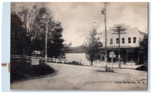 c1910  Loch Sheldrake Street View Building New York NY Antique Vintage Postcard