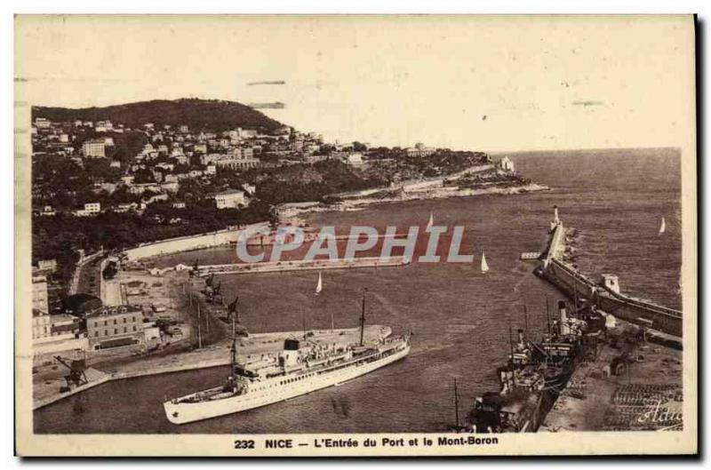 Old Postcard Nice S Entree du Port and Mont Boron Boat