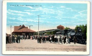 Postcard C & NW Depot, Watertown, Wisconsin RR J192 