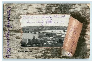 c1907 Rock Bridge Newmarket New Hampshire NH Tree Bark Border Postcard 