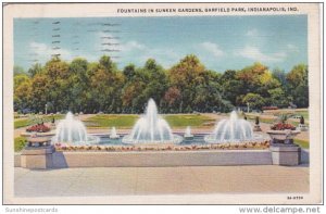 Indiana Indiana Fountains In Sunken Gardens Garfield Park 1935 Curteich