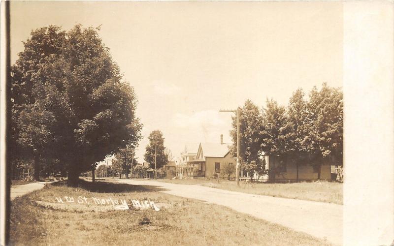 Morley Michigan~4th Street Residential Area~c1910 RPPC Real Photo Postcard