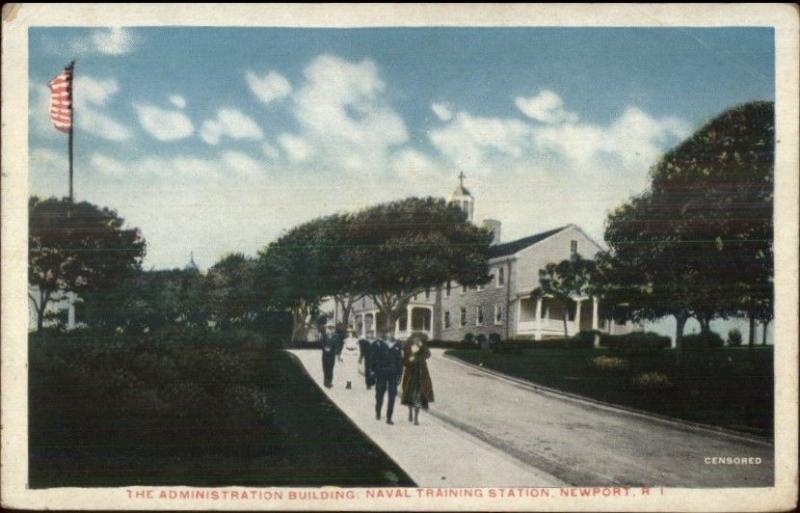 Newport RI Admin Bldg Naval Training Station c1920 Postcard