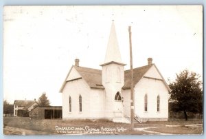 Hudson South Dakota SD Postcard RPPC Photo Congregational Church 1912 Antique