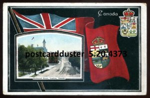 4373 - LONDON Ontario 1910s Richmond Street. Patriotic Flag Crest by Stedman