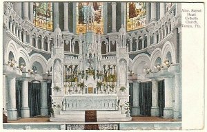 Altar, Sacred Heart Catholic Church, Tampa, Florida, Antique Postcard