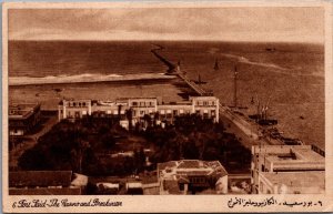 Egypt Port Said The Casino and Breakwater Vintage Postcard  C011