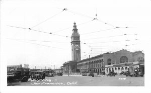 Postcard 1930s California San Francisco Ferry's Bldg Trolley autos CA24-3450