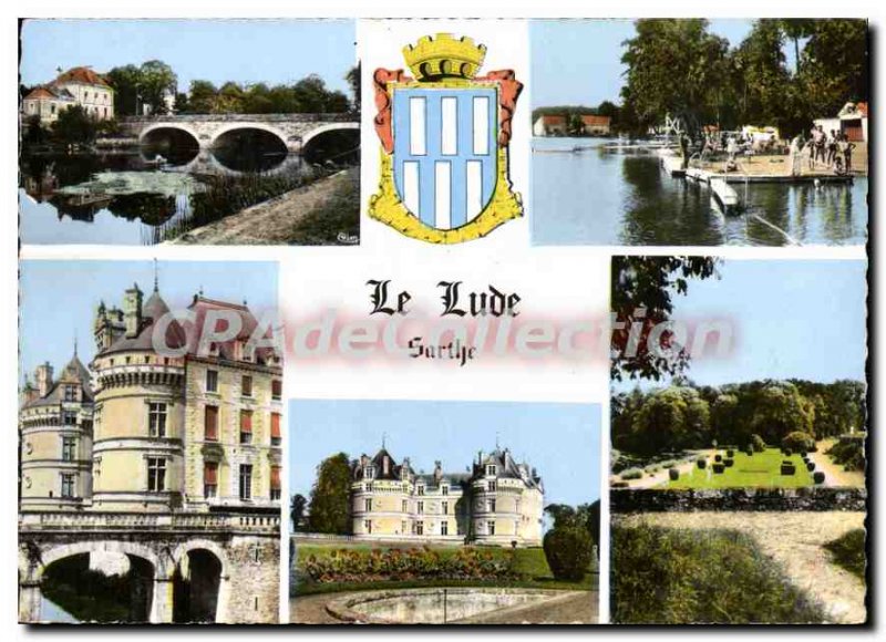 Modern Postcard Le Lude Sarthe Bridge over the Loir Chateau facades East and ...