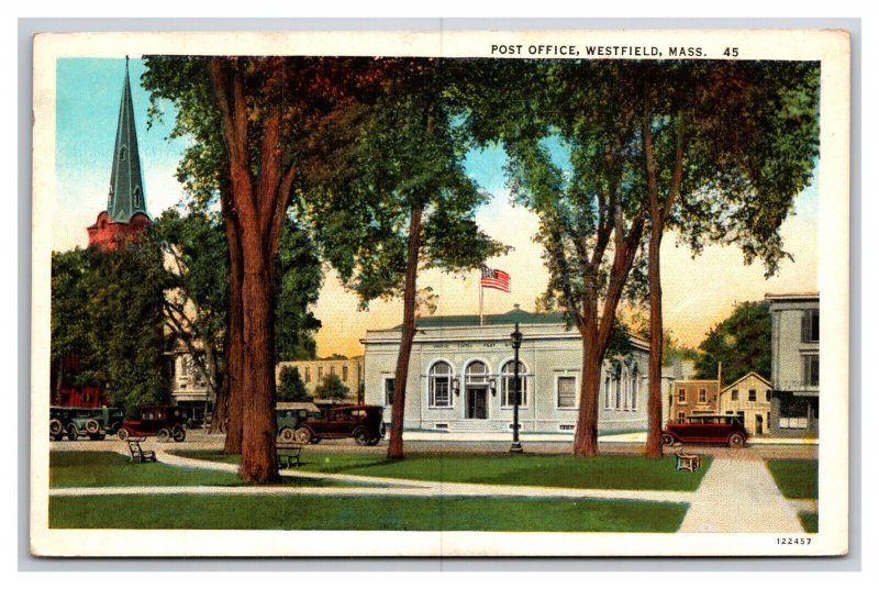 Post Office Building Westfield Massachusetts MA WB Postcard Y13