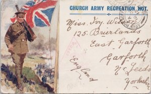 Church Army Recreation Hut British Soldier Cuneo Artist 1915 Postcard H55 *as is