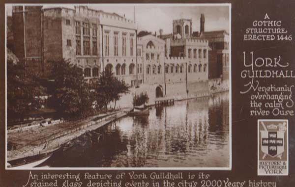 Yorkshire Guildhall Stained Glass Windows River Ouse History Real Photo Postcard