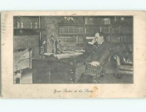 Pre-Linen Religious Postcard YOUR PASTOR IN HIS STUDY AC4393