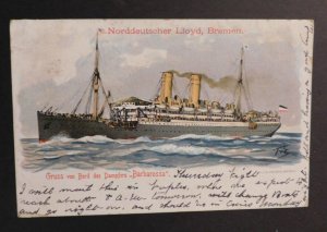 1900s Ship Postcard Cover To Fredericksburg VA Dampfers Barbarossa