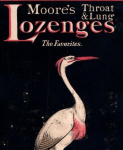 1880s Moore's Throat & Lung Lozenges Quack Medicine Egret Bird P132