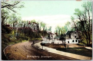 Helsingborg Halsovagen Sweden Highway Lined-Trees Attraction Postcard