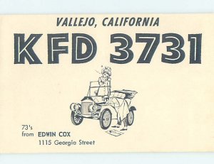 Pre-1980 RADIO CARD - CB HAM OR QSL Vallejo California CA AH2230