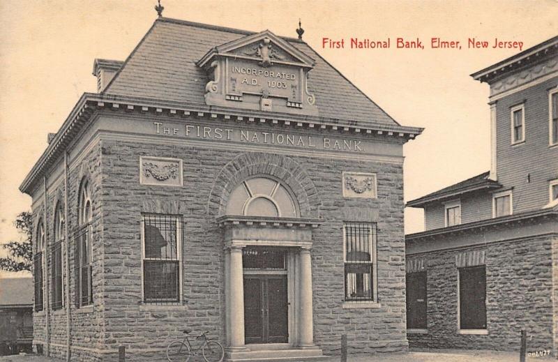 Elmer New Jersey1st National BankBicycle Leans On WallSouth Main Street1908 