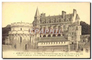 Postcard Old Vineyard Chateau Amboise Monument bati by Charles VIII and Louis...