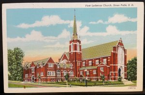 Vintage Postcard 1928 First Lutheran Church, Sioux Falls, South Dakota (SD)