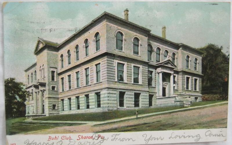 Buhl Club Sharon PA 1909 Postcard